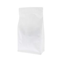 Flat bottom zak met zipper - mat wit (100% recyclebaar)